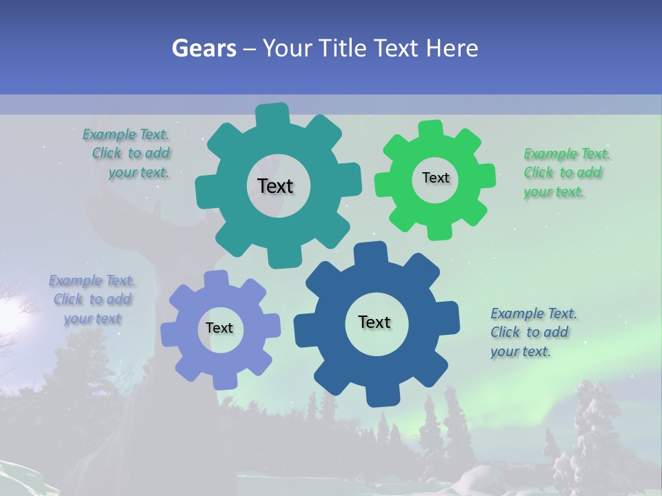 Celestial Odocoileus Aurora Borealis PowerPoint Template