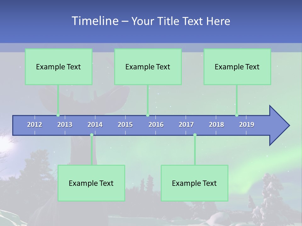 Celestial Odocoileus Aurora Borealis PowerPoint Template