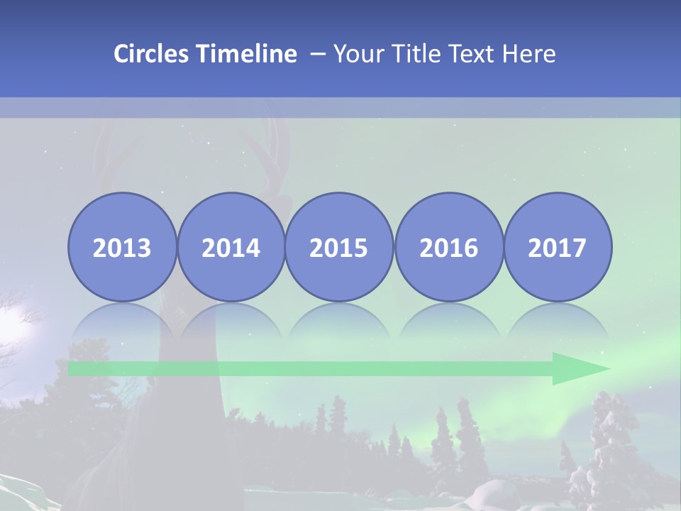 Celestial Odocoileus Aurora Borealis PowerPoint Template