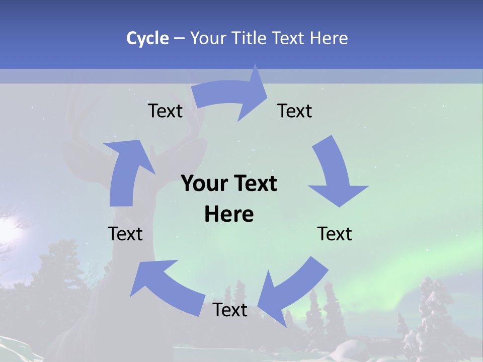 Celestial Odocoileus Aurora Borealis PowerPoint Template