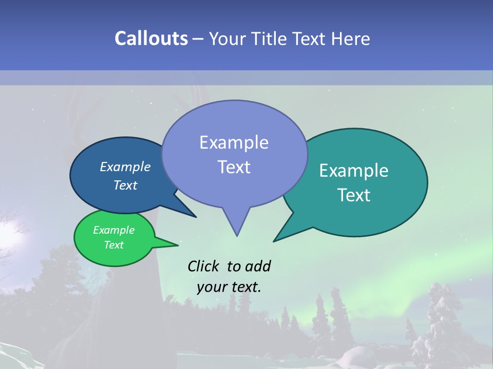 Celestial Odocoileus Aurora Borealis PowerPoint Template