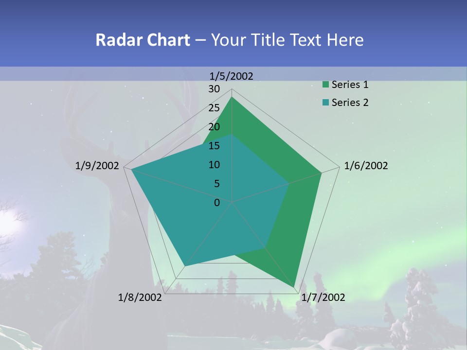 Celestial Odocoileus Aurora Borealis PowerPoint Template