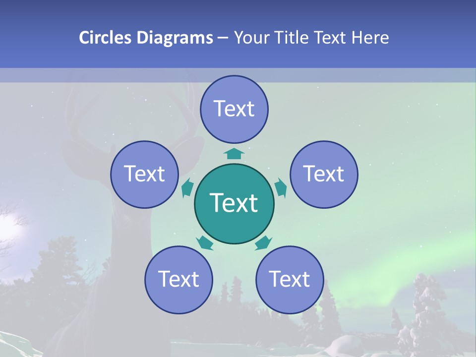 Celestial Odocoileus Aurora Borealis PowerPoint Template