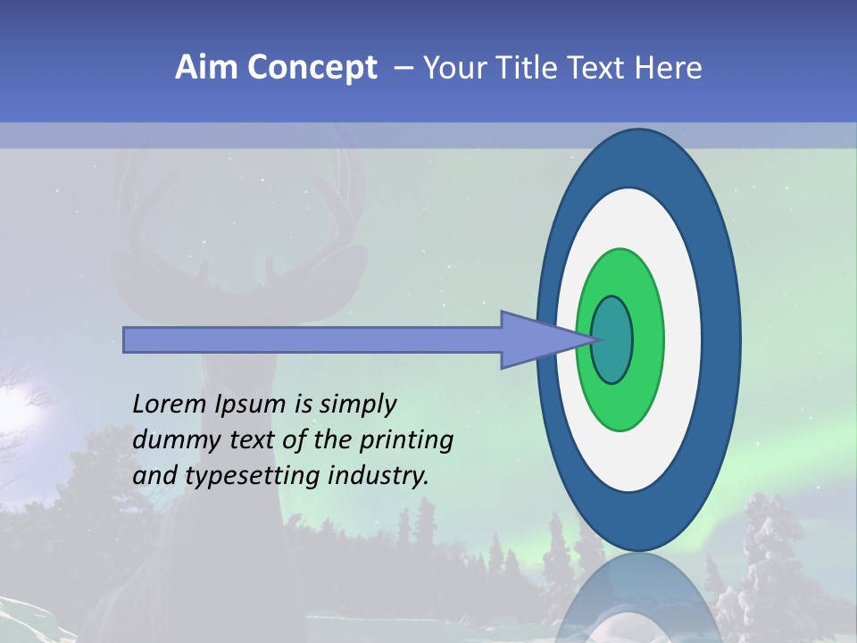 Celestial Odocoileus Aurora Borealis PowerPoint Template