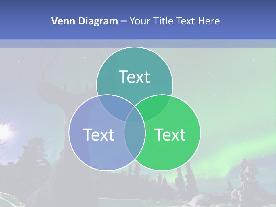 Celestial Odocoileus Aurora Borealis PowerPoint Template