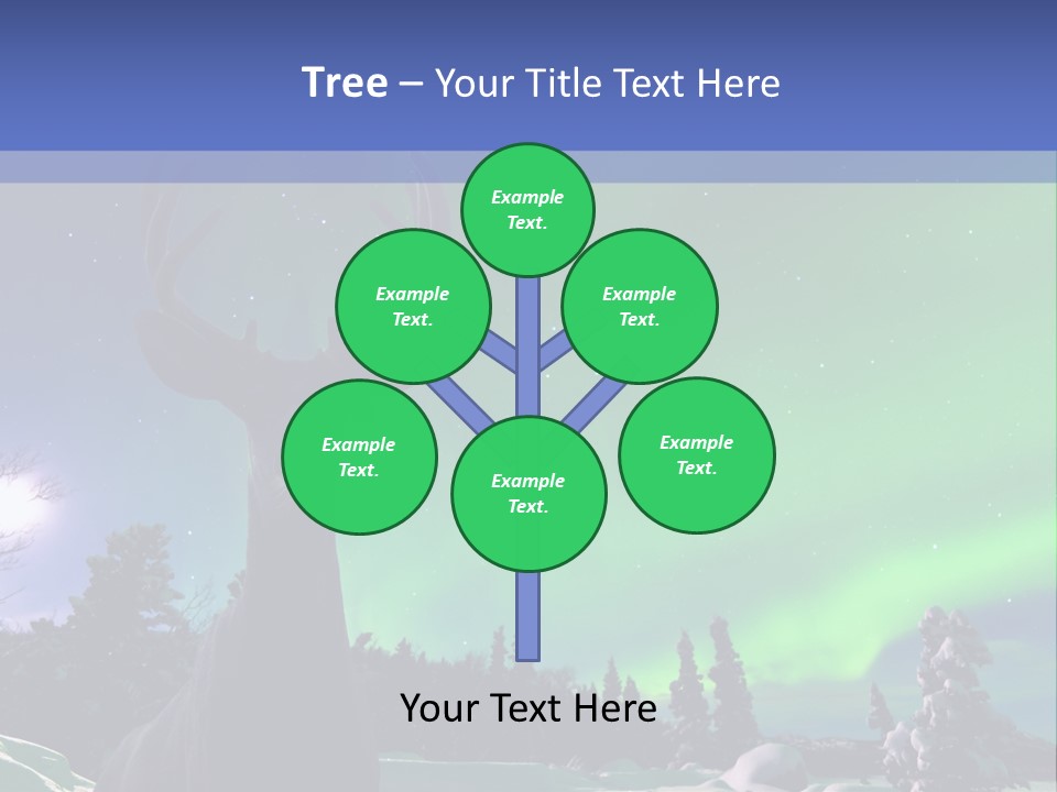 Celestial Odocoileus Aurora Borealis PowerPoint Template