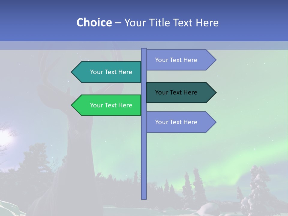 Celestial Odocoileus Aurora Borealis PowerPoint Template