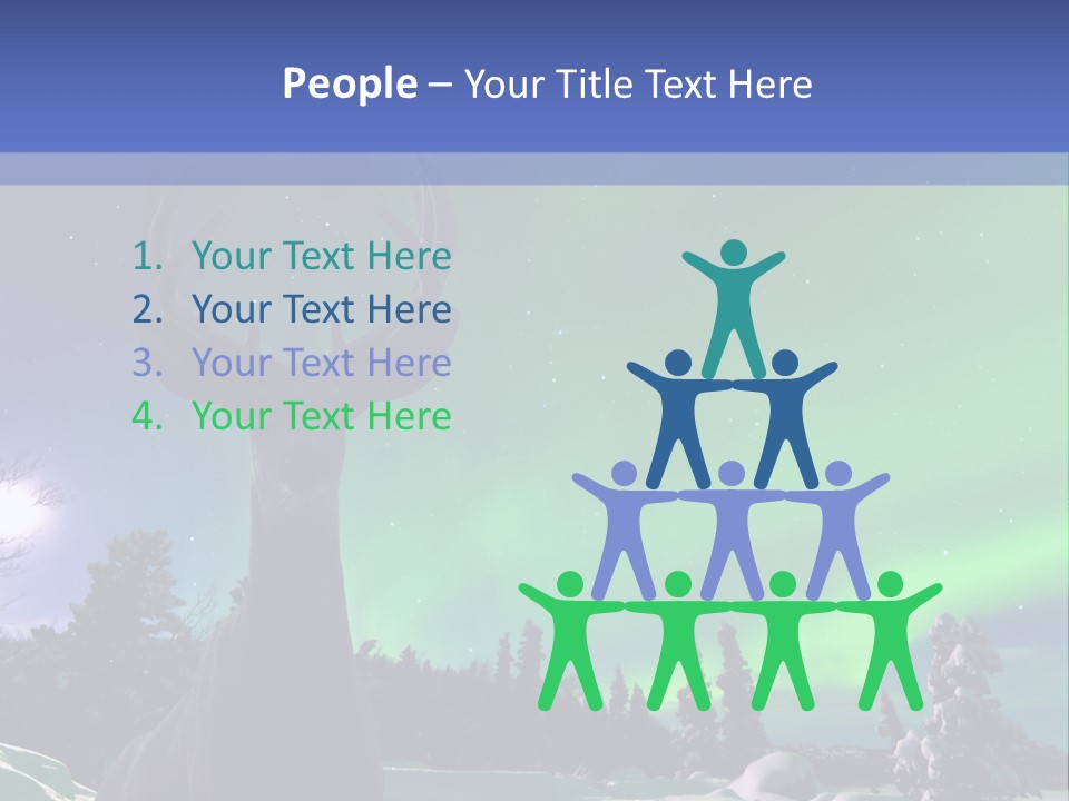 Celestial Odocoileus Aurora Borealis PowerPoint Template