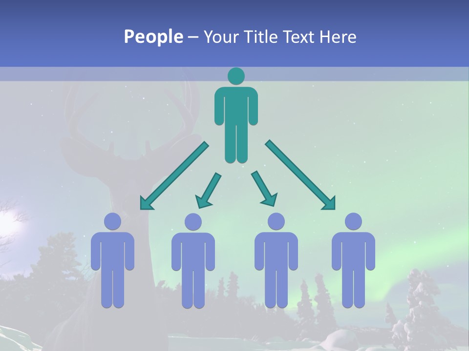 Celestial Odocoileus Aurora Borealis PowerPoint Template