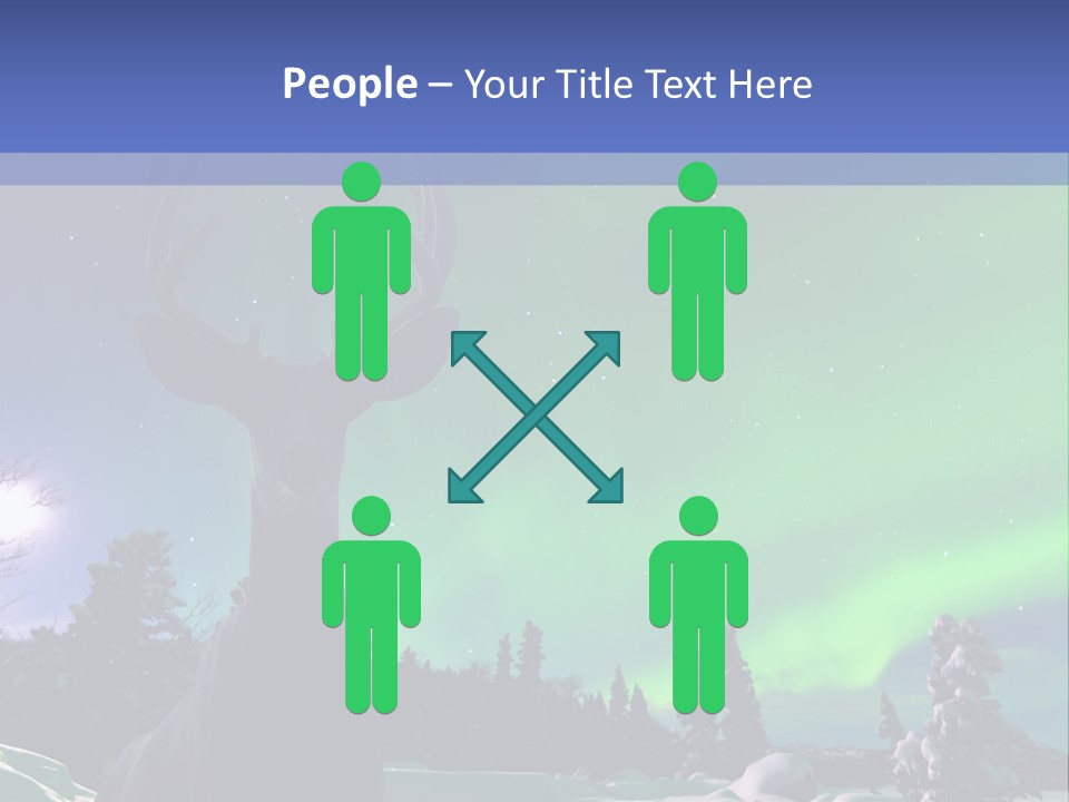 Celestial Odocoileus Aurora Borealis PowerPoint Template