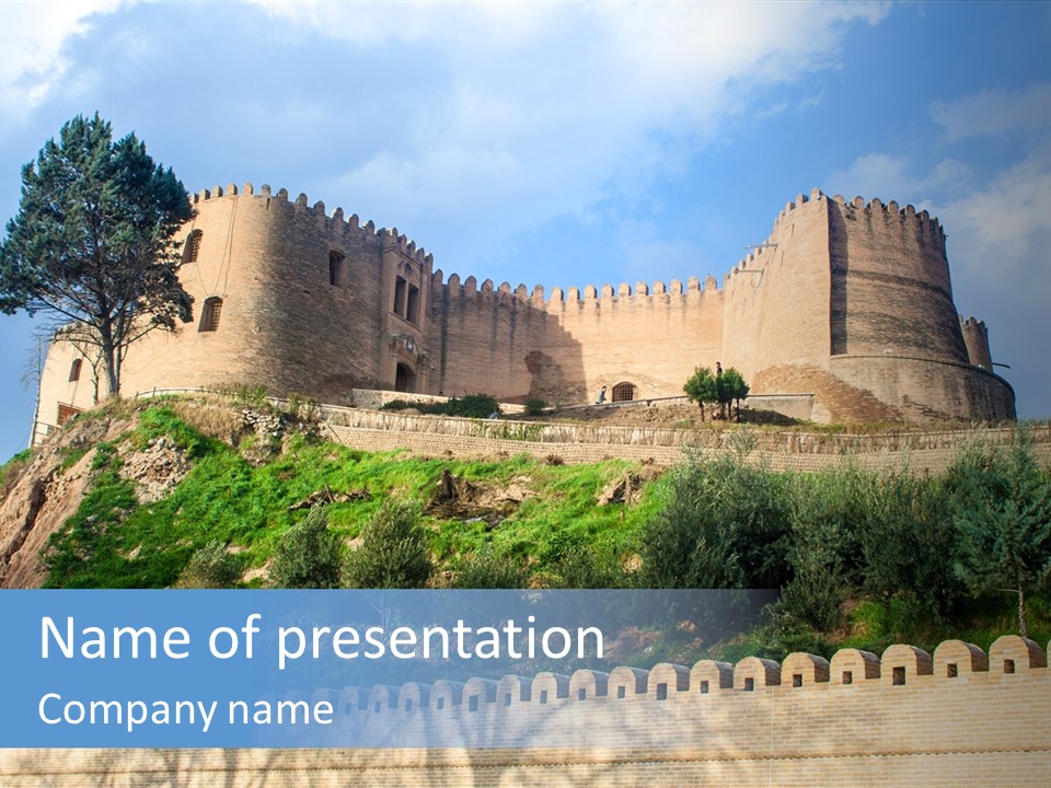 A Castle On Top Of A Hill With A Blue Sky In The Background PowerPoint Template