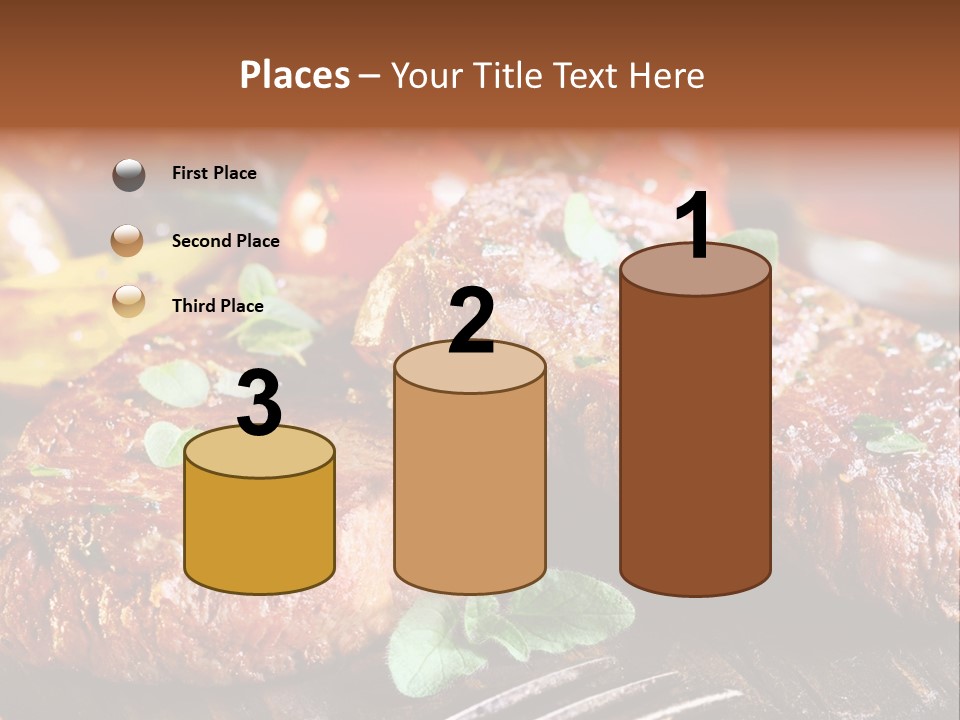 A Plate Of Steak And Vegetables On A Wooden Table PowerPoint Template