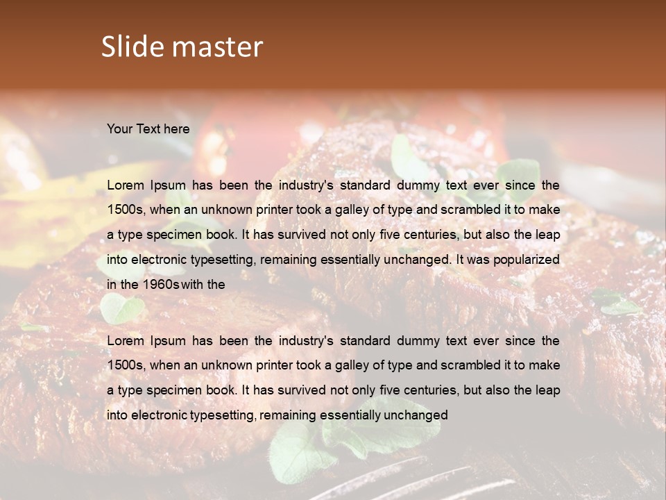 A Plate Of Steak And Vegetables On A Wooden Table PowerPoint Template