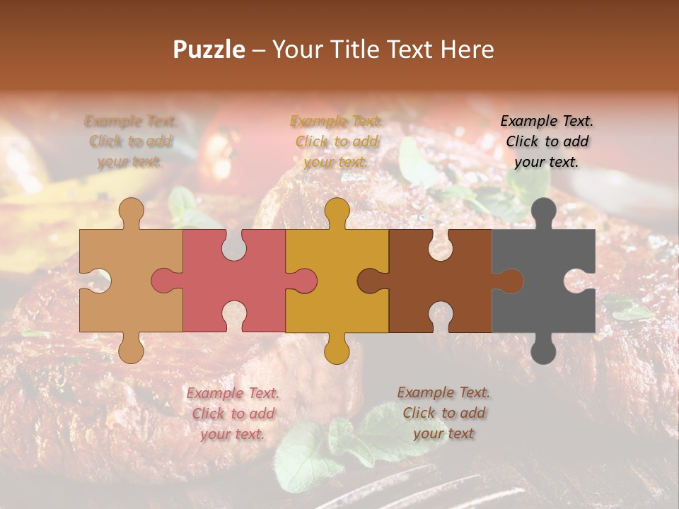 A Plate Of Steak And Vegetables On A Wooden Table PowerPoint Template