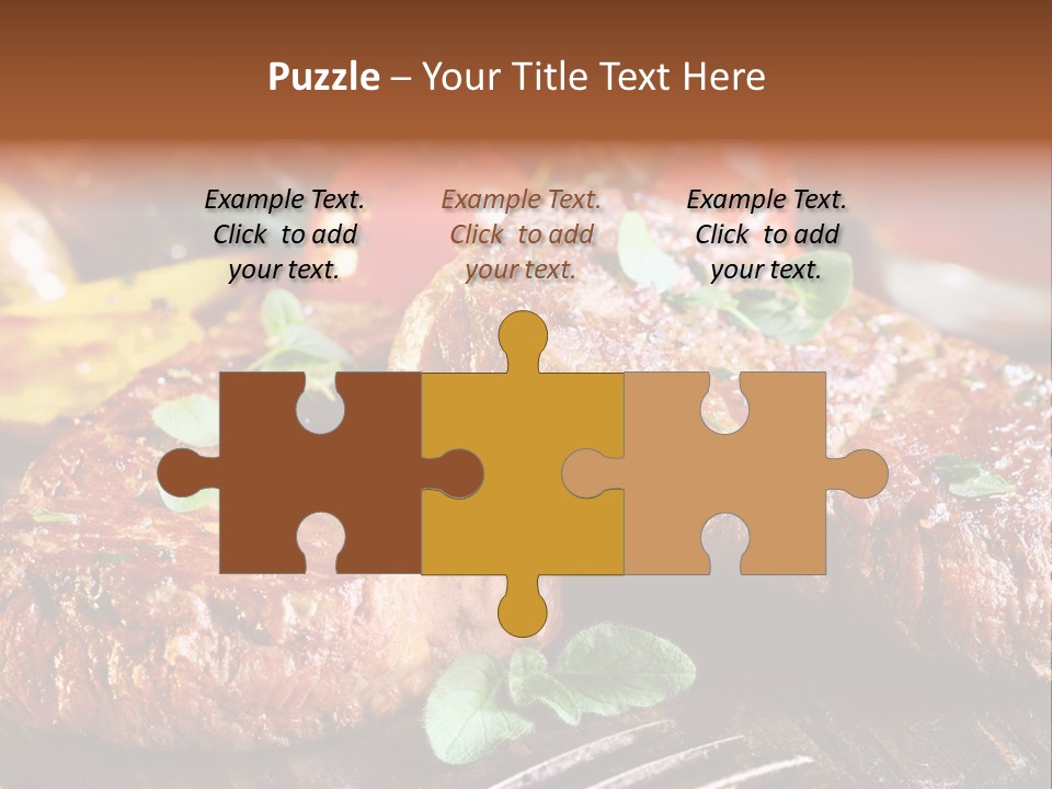 A Plate Of Steak And Vegetables On A Wooden Table PowerPoint Template