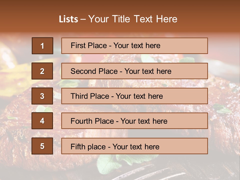 A Plate Of Steak And Vegetables On A Wooden Table PowerPoint Template