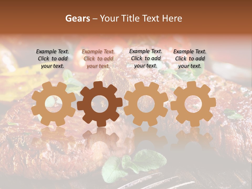 A Plate Of Steak And Vegetables On A Wooden Table PowerPoint Template