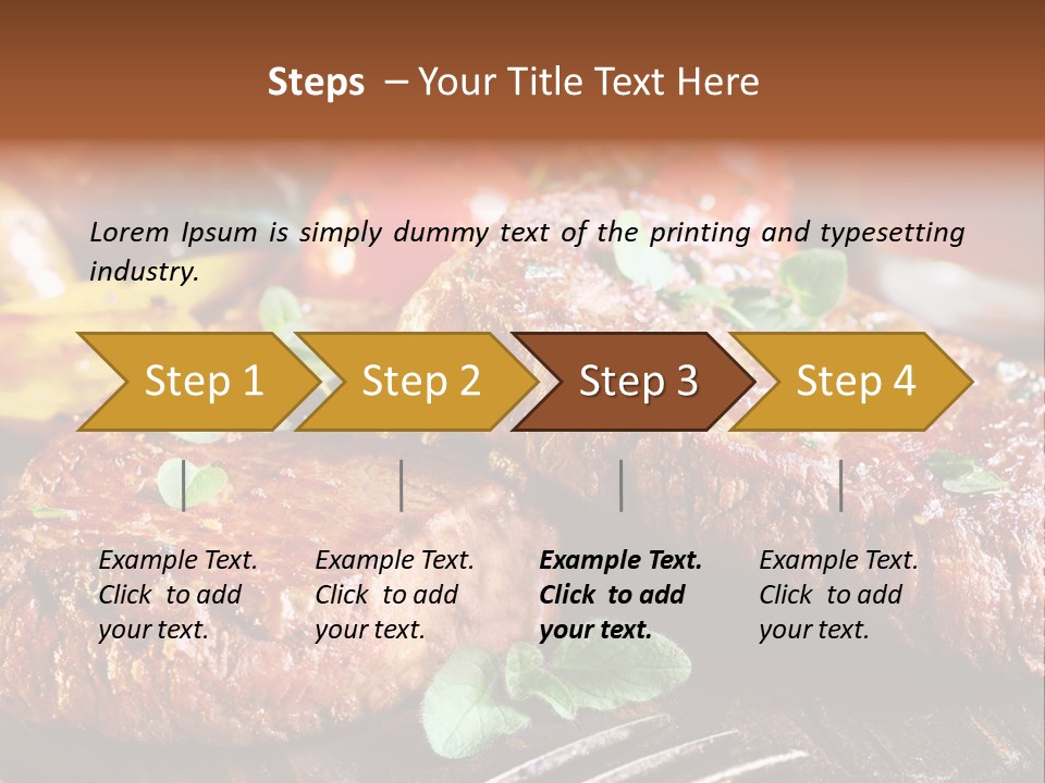 A Plate Of Steak And Vegetables On A Wooden Table PowerPoint Template