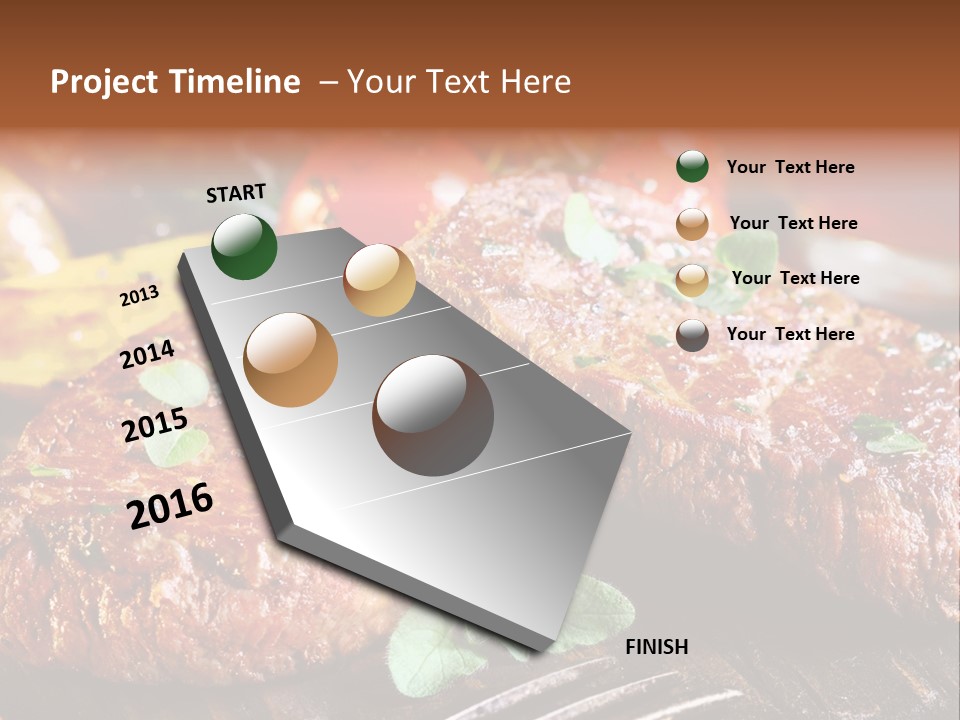 A Plate Of Steak And Vegetables On A Wooden Table PowerPoint Template