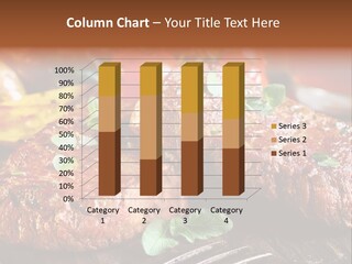 A Plate Of Steak And Vegetables On A Wooden Table PowerPoint Template