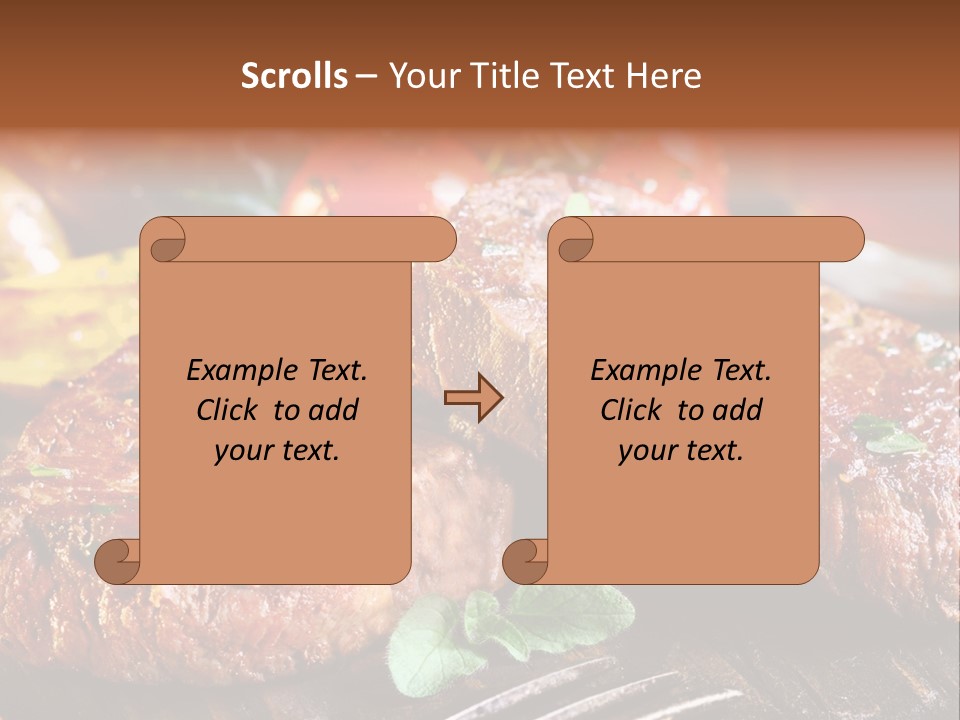 A Plate Of Steak And Vegetables On A Wooden Table PowerPoint Template