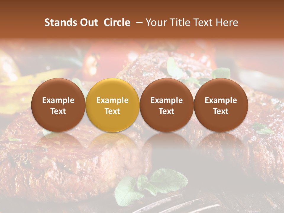 A Plate Of Steak And Vegetables On A Wooden Table PowerPoint Template