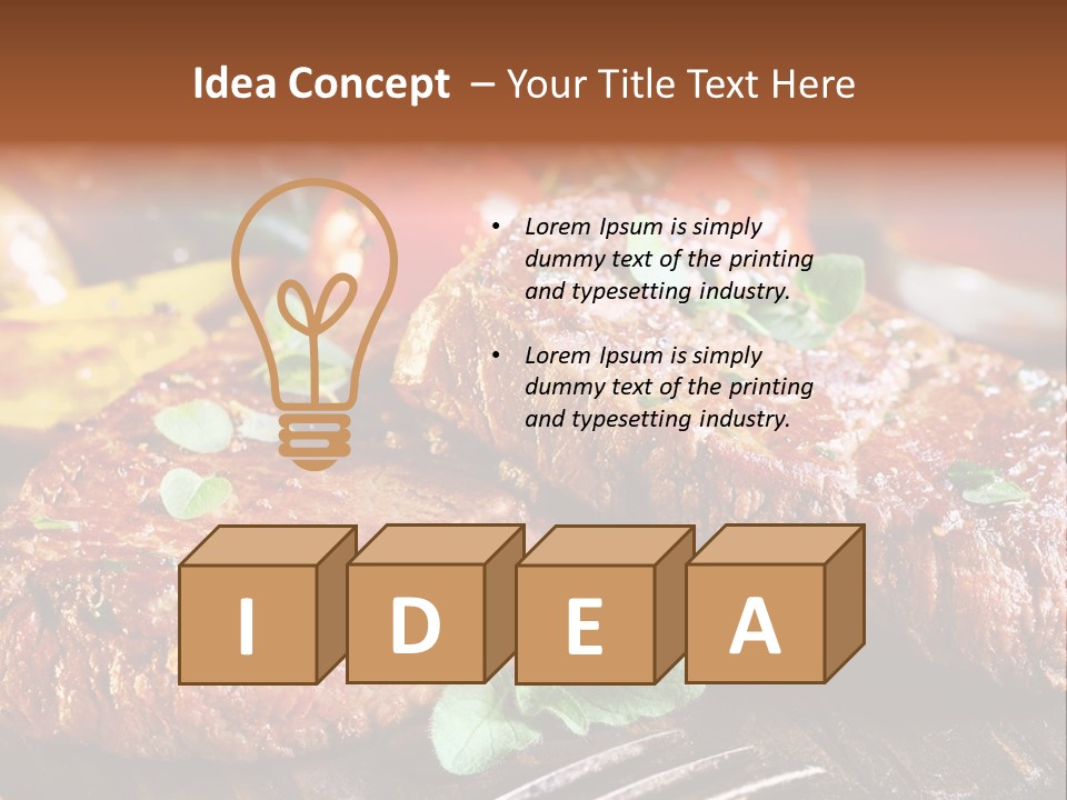 A Plate Of Steak And Vegetables On A Wooden Table PowerPoint Template