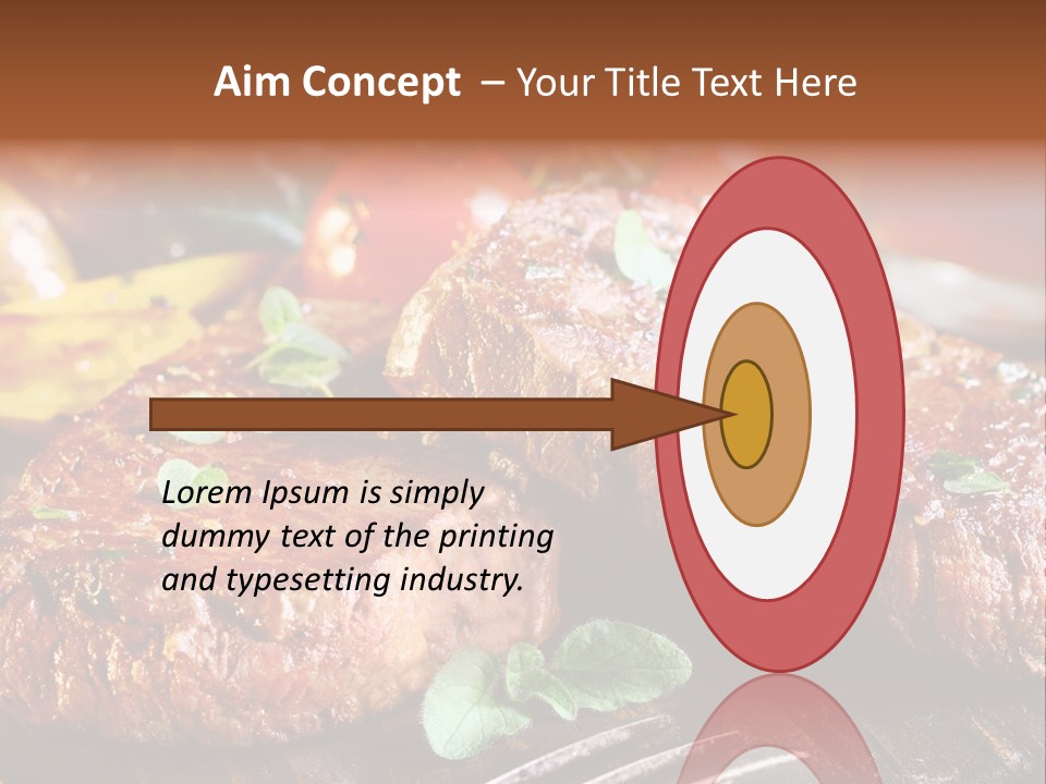 A Plate Of Steak And Vegetables On A Wooden Table PowerPoint Template