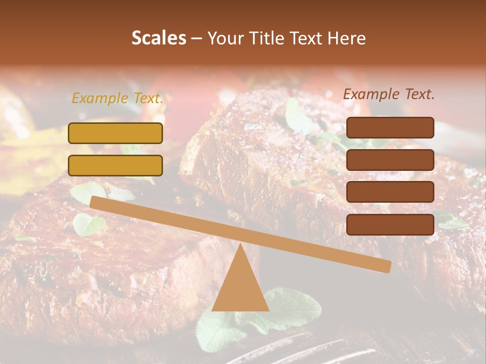 A Plate Of Steak And Vegetables On A Wooden Table PowerPoint Template