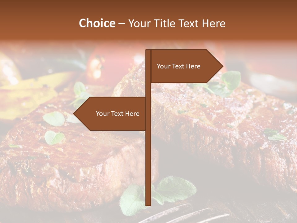 A Plate Of Steak And Vegetables On A Wooden Table PowerPoint Template