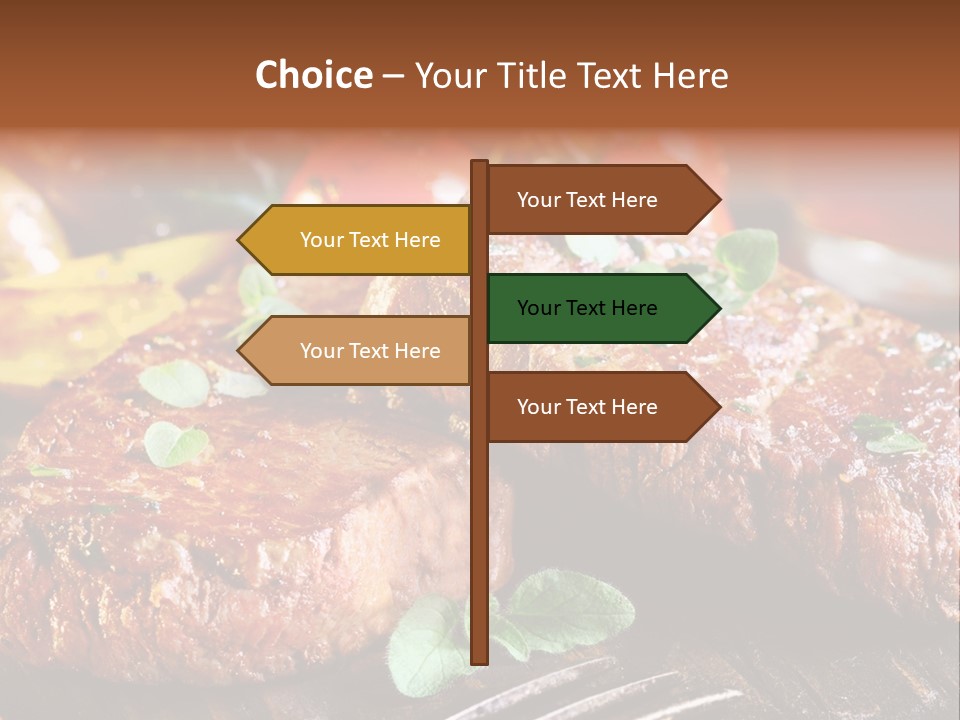 A Plate Of Steak And Vegetables On A Wooden Table PowerPoint Template