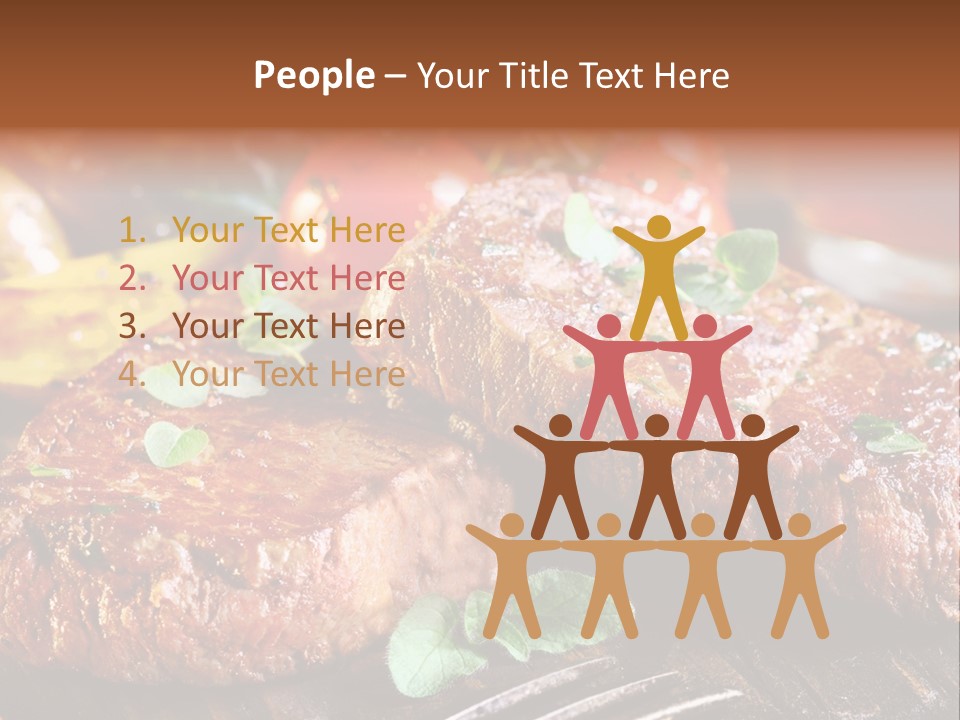 A Plate Of Steak And Vegetables On A Wooden Table PowerPoint Template
