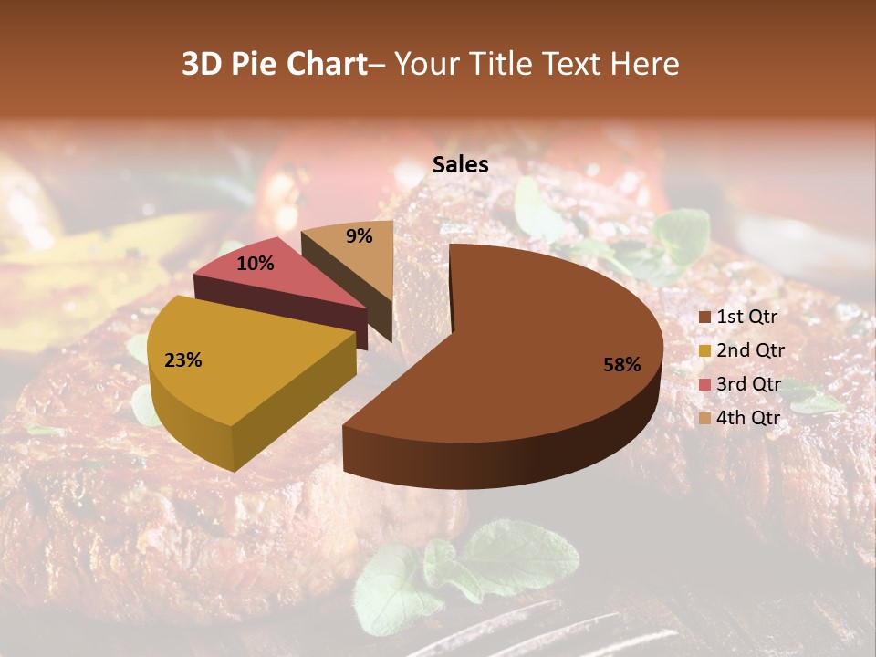 A Plate Of Steak And Vegetables On A Wooden Table PowerPoint Template