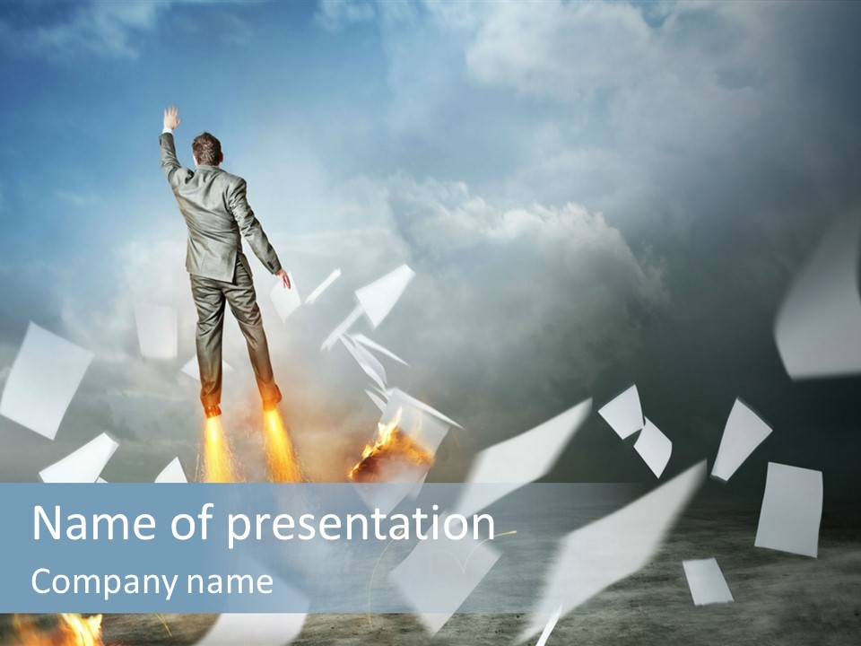 Flying Social Employment PowerPoint Template