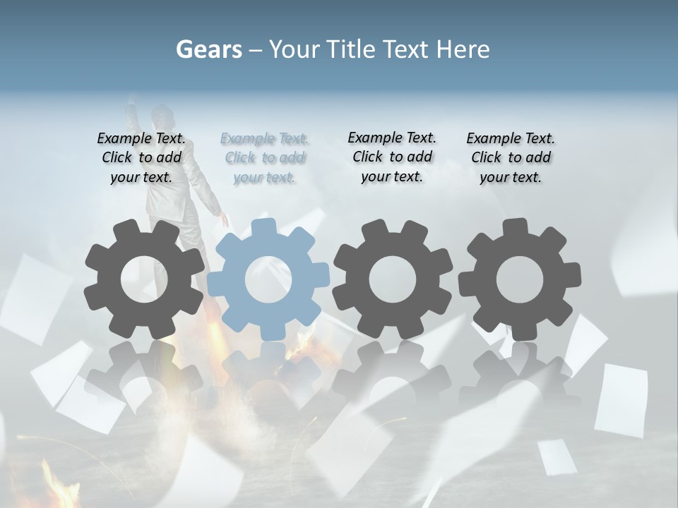 Flying Social Employment PowerPoint Template