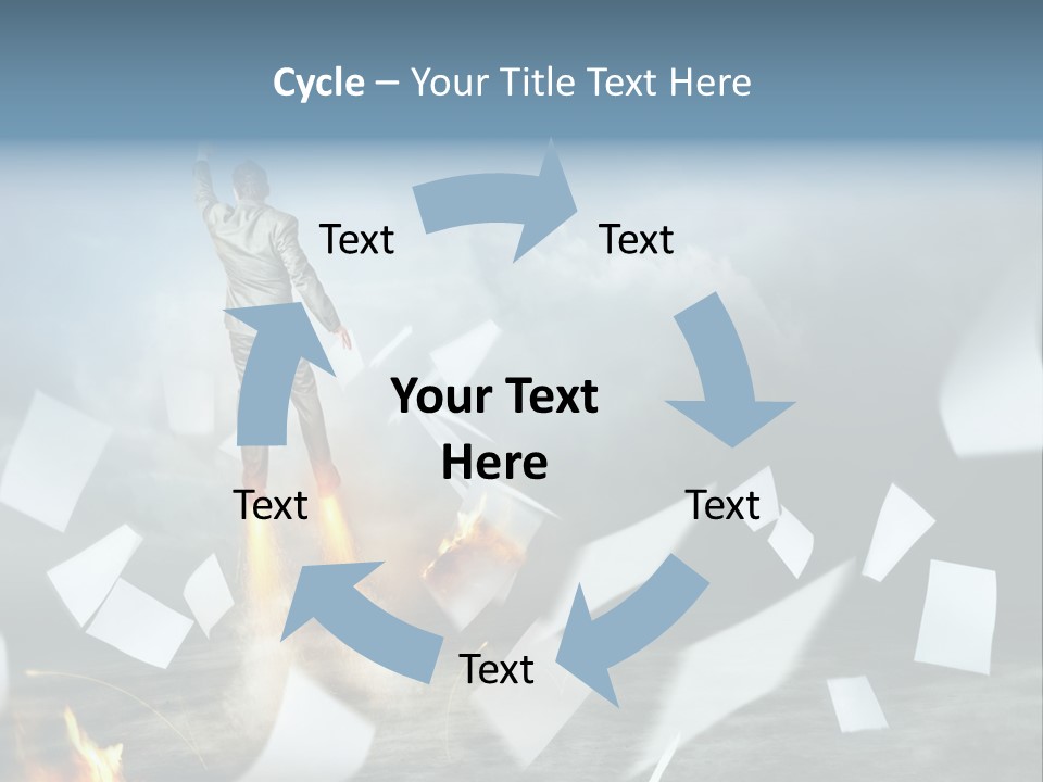 Flying Social Employment PowerPoint Template