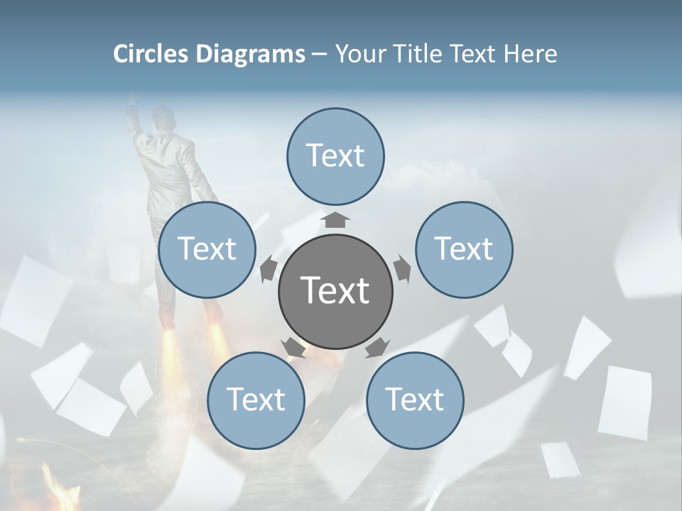 Flying Social Employment PowerPoint Template