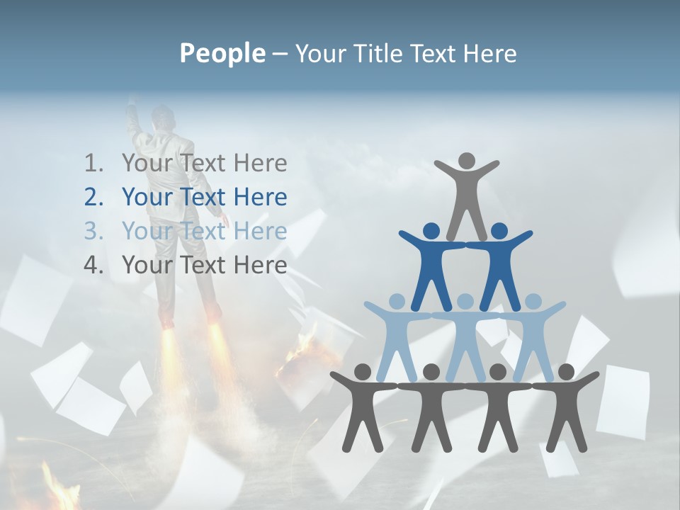 Flying Social Employment PowerPoint Template