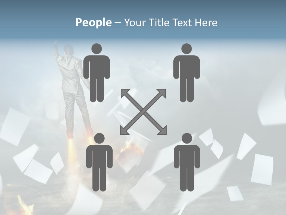 Flying Social Employment PowerPoint Template