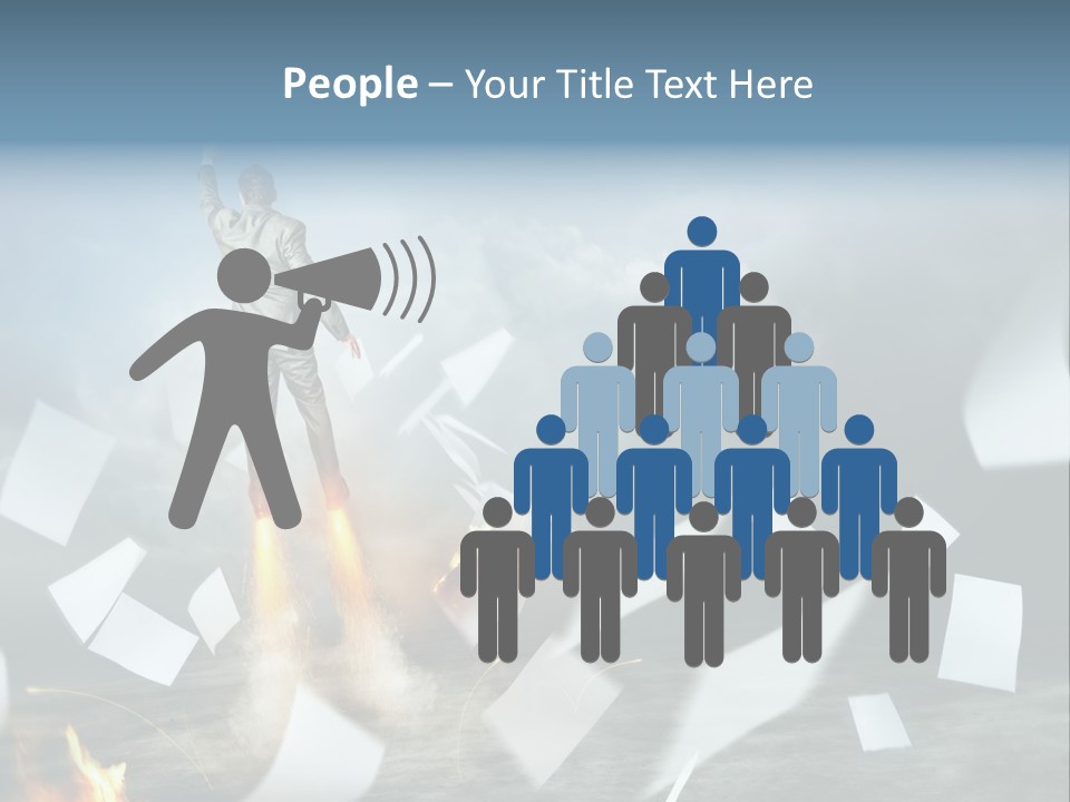 Flying Social Employment PowerPoint Template
