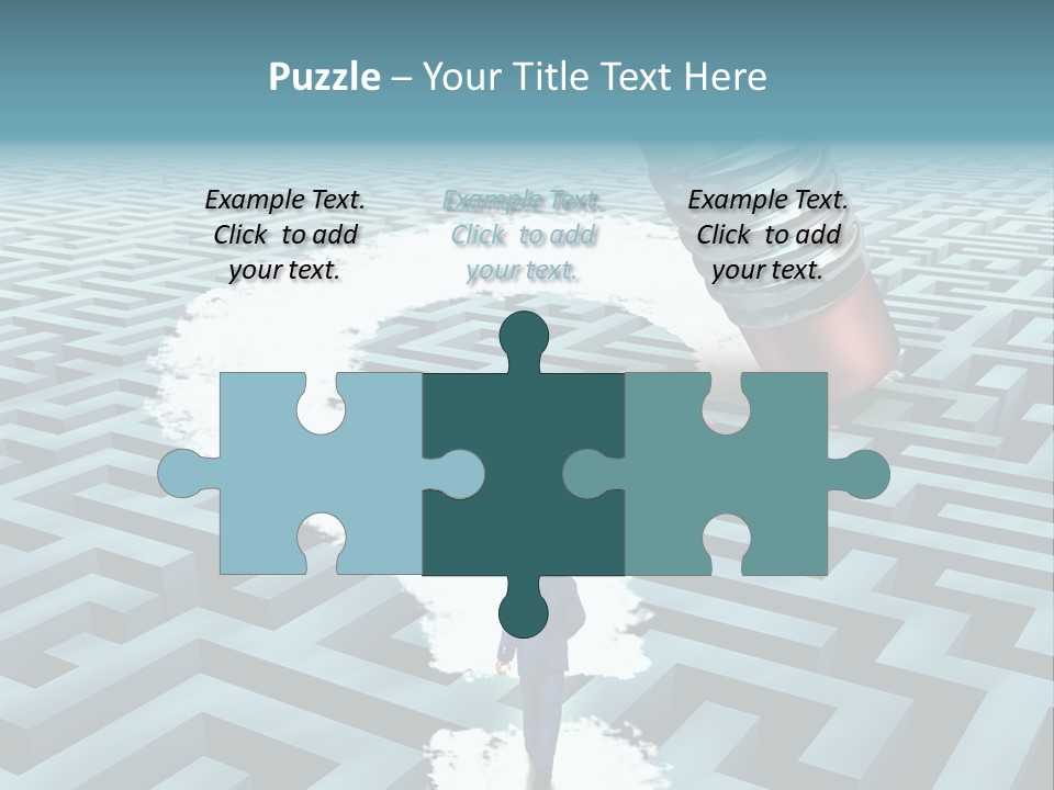 A Man Walking Through A Maze With A Question Mark On It PowerPoint Template