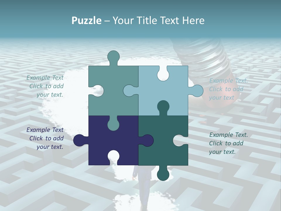 A Man Walking Through A Maze With A Question Mark On It PowerPoint Template