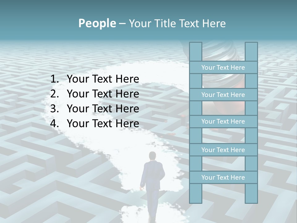 A Man Walking Through A Maze With A Question Mark On It PowerPoint Template