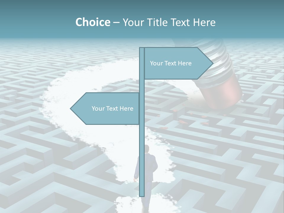 A Man Walking Through A Maze With A Question Mark On It PowerPoint Template