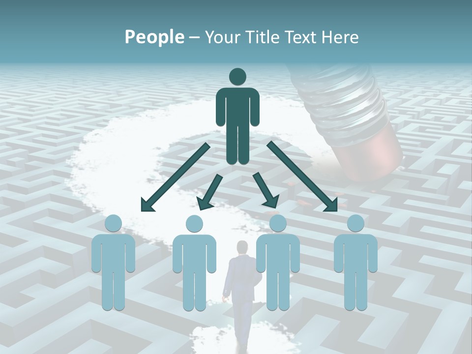 A Man Walking Through A Maze With A Question Mark On It PowerPoint Template