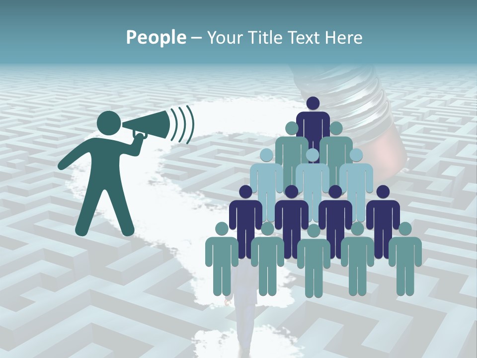 A Man Walking Through A Maze With A Question Mark On It PowerPoint Template