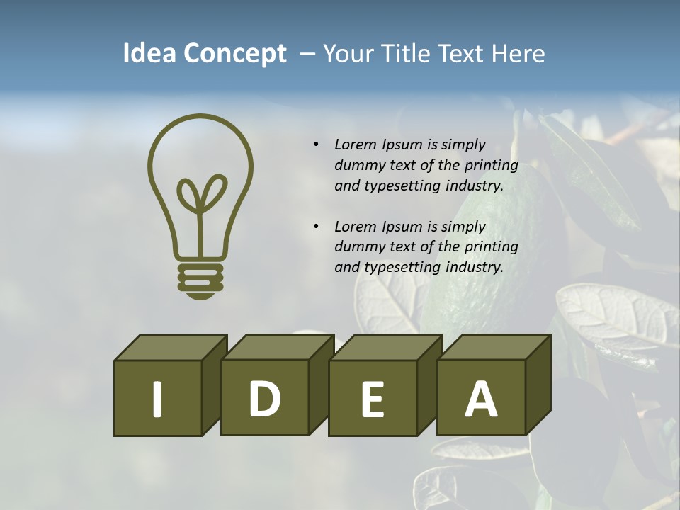 An Avocado Hanging From A Tree With Leaves PowerPoint Template