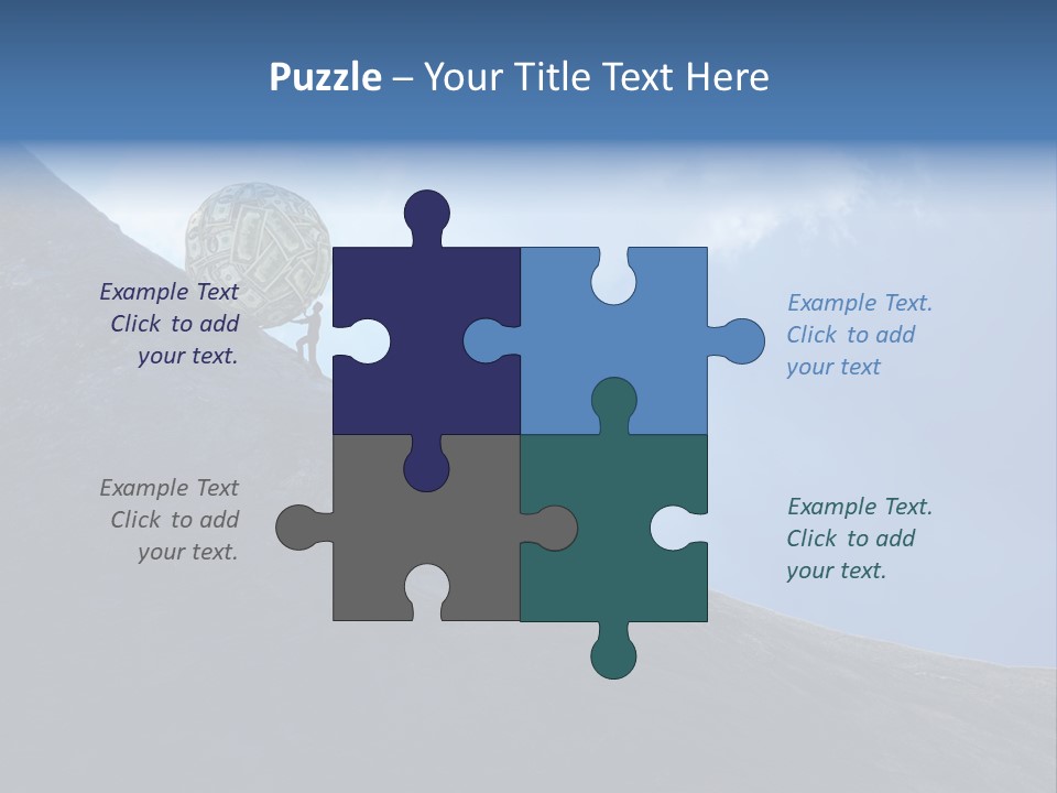 A Person Pushing A Ball Up The Side Of A Mountain PowerPoint Template