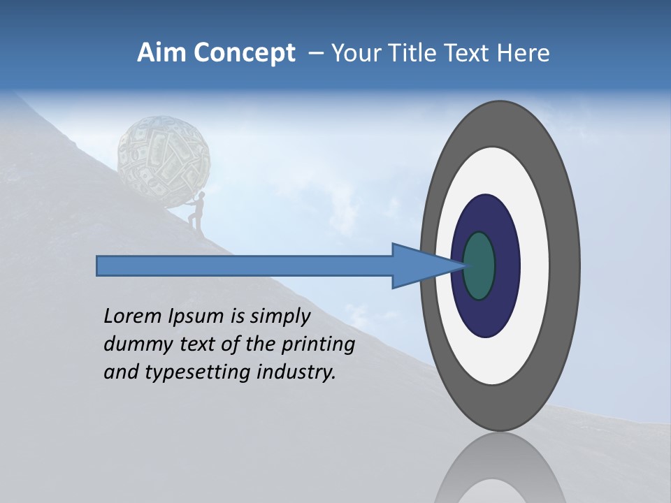 A Person Pushing A Ball Up The Side Of A Mountain PowerPoint Template