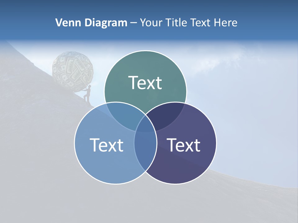 A Person Pushing A Ball Up The Side Of A Mountain PowerPoint Template